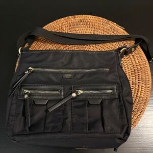 Tutilo New York Boost Black Nylon Crossbody Bag Multi Pocket Organizer Travel